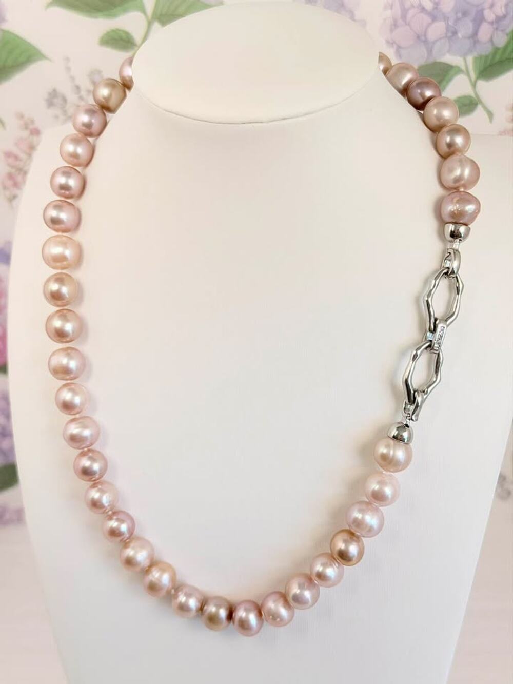Candy Color Genuine Freshwater Natural Pearl Necklace, 9-10mm, 19” Hand Knotted